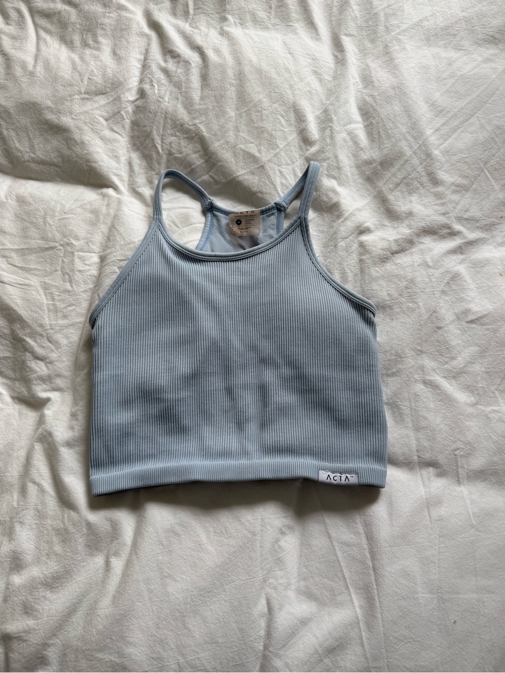 ACTA Light Blue Ribbed Crop Tank Top